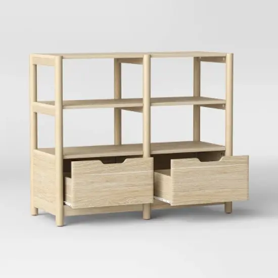 32" Scandi Small Bookcase with Storage Drawers Natural - Room Essentials&trade; image {2}
