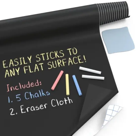 Kassa X-Large Chalkboard Wallpaper - Clear | 1.4ft x 8ft Adhesive Paper Roll | Includes 3 Markers & Eraser Cloth image {7}