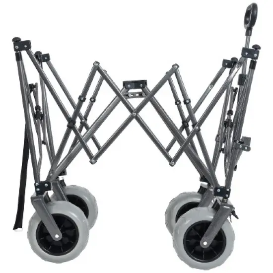 Gulches 300L XL Heavy-Duty Folding Wagon Cart, Black/Gray, 480 lbs Capacity, 9" x 4" All-Terrain Balloon Wheels image {8}