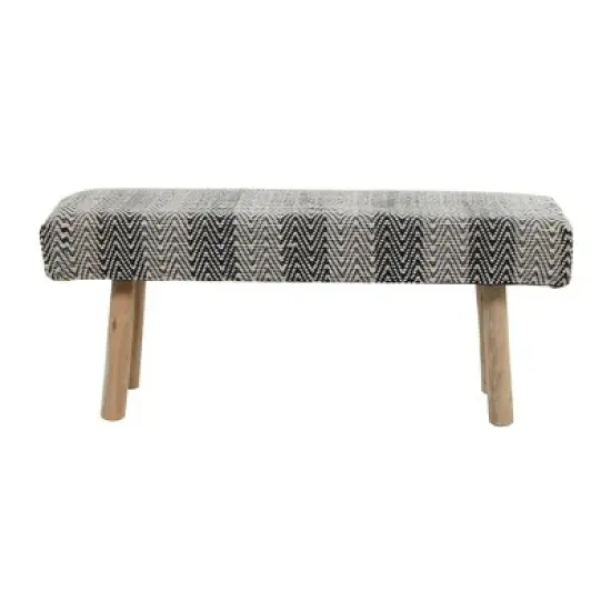 Bohemian Wood Cotton Upholstered Bench - Olivia & May image {4}