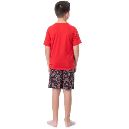 Jurassic World Boys' Blue T-Rex Park Logo Sleep Pajama Set Shorts Black image {1}