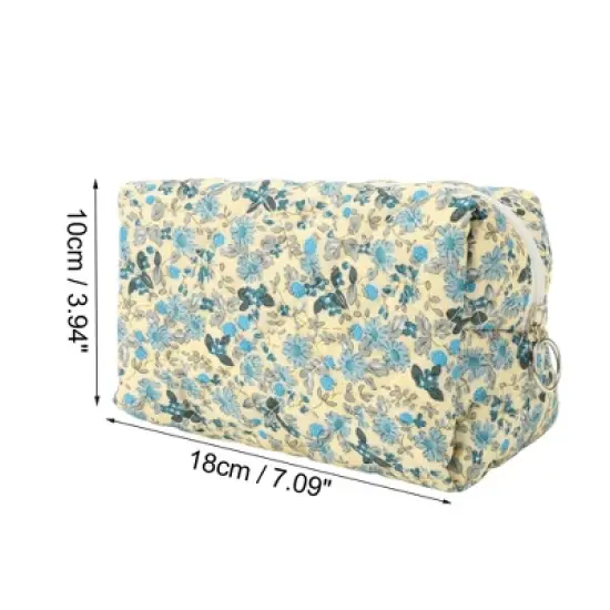 Unique Bargains Women Portable Floral Quilting Makeup Bag 1 Pc image {2}