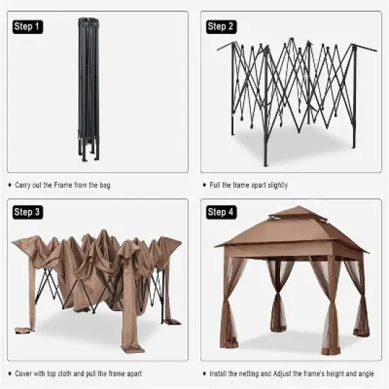 11x11 Foot Pop Up Canopy Gazebo, 2-Tier Soft Top Event Tent with 4 Sandbags, Portable Outdoor Shelter for Patio, Backyard, Camping image {4}