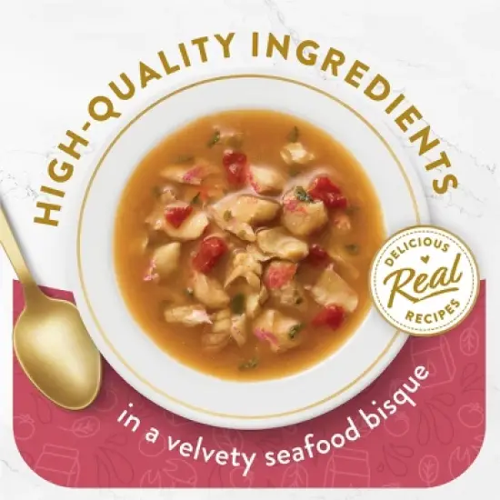 Purina Fancy Feast Seafood Bisque Flavor Broths and Accents of Real Lobster Lickable Topper Wet Cat Food - 1.4oz image {2}