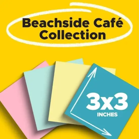 Post-it Notes 4pk 3" x 3" 50 Sheet/Pad Beachside Caf&eacute; Collection: Multicolor Sticky Notes, Uncoated Paper, Art & Design Theme image {1}