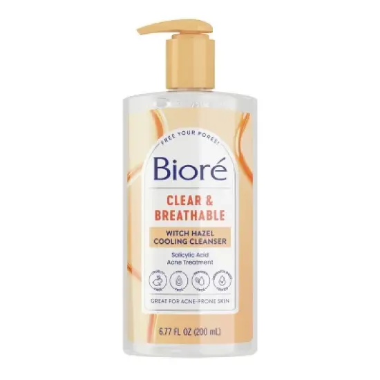 Biore Witch Hazel Pore Clarifying Cooling Cleanser, Acne Face Wash, 2% Salicylic Acid Cleanser - Scented - 6.77 fl oz image {9}