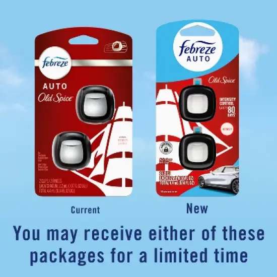 Febreze Car Auto Old Spice: Phthalate-Free Car Vent Clip Freshener, Adjustable Scent, Disposable, 40-Day Duration image {8}
