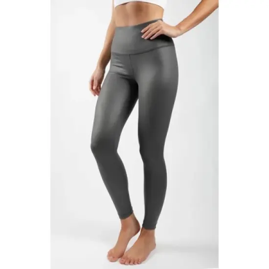 90 Degree By Reflex Interlink Faux Leather High Waist Cire Ankle Legging image {17}