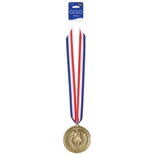 Beistle Gold Medal w/Ribbon, 30" w/4" Medal, (3/Pkg) Multicolored image {2}