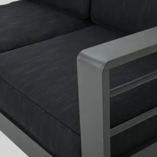 Cape Coral 5pc Aluminum Sofa Set with Cushions - Dark Gray - Christopher Knight Home image {6}