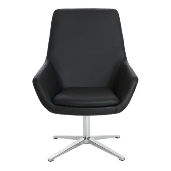 Tubby Chair with Aluminum Base Faux Leather Black - OSP Home Furnishings image {1}