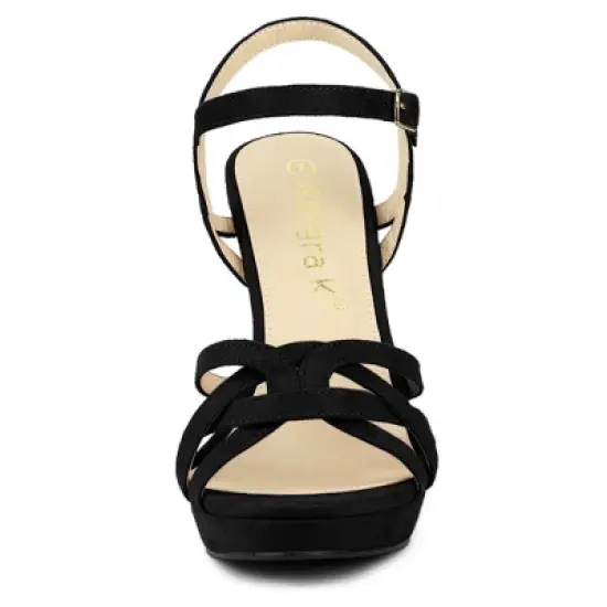 Allegra K Women's Strappy Platform Heels Stiletto Heel Sandals image {2}