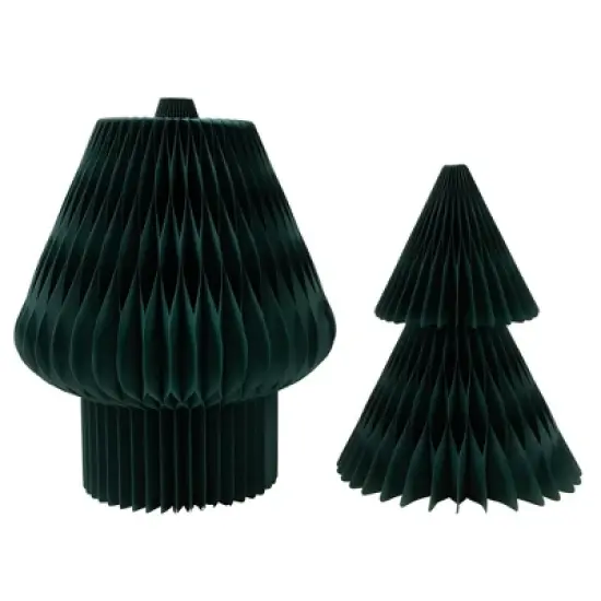 Northlight Tall Accordion Honeycomb Foldable Paper Christmas Tree - 4' -  Dark Green image {3}