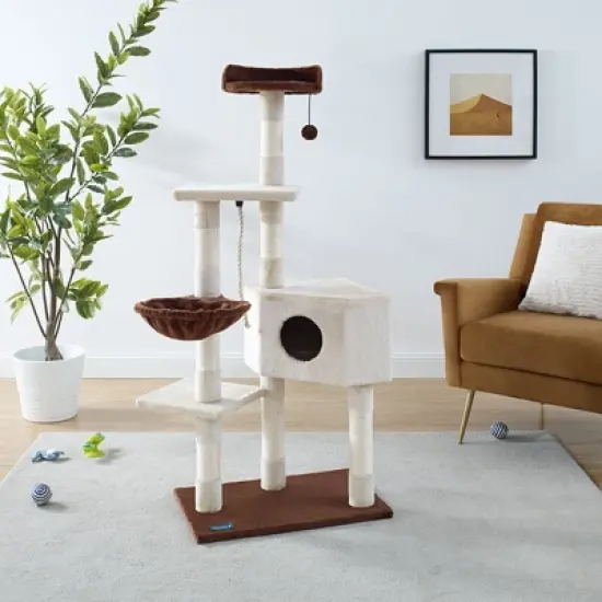 Sam's Pets SAM 54" White Cat Tree image {1}