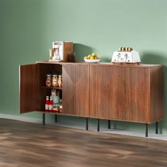 KTMBDW Sideboard Buffet Cabinet - Modern Larger Credenza Kitchen Storage Cabinet with 4 Doors - Accent Buffet Console Table for Dining Room Hallway image {6}