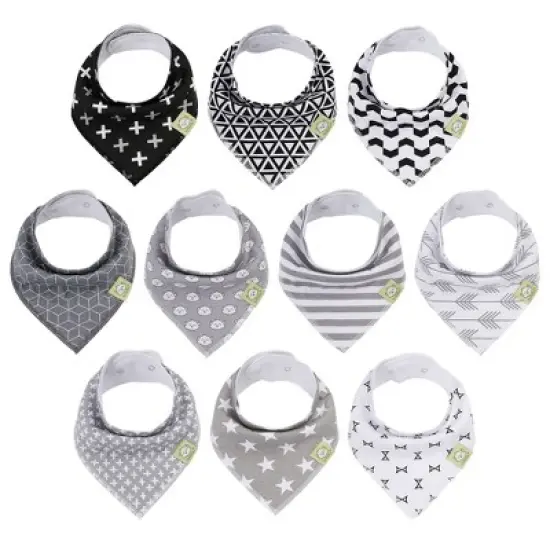 10pk Organic Baby Bandana Bibs, Baby Drool Bibs for Baby Boy, Girl, Baby Bibs for Infant, Newborn image {9}