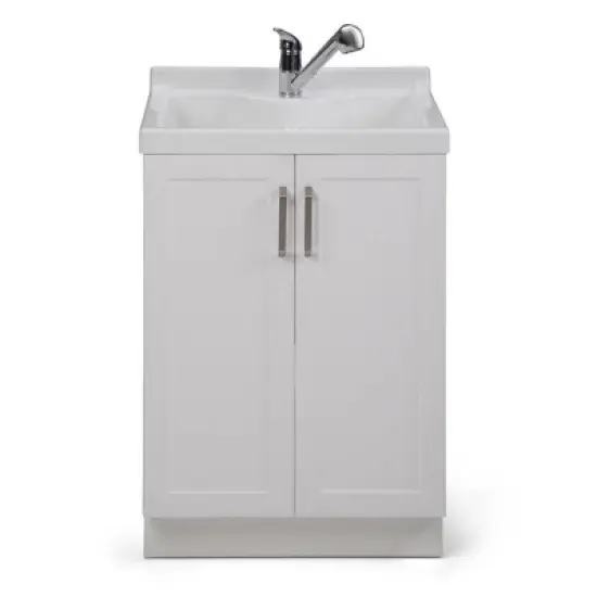 Lindor Transitional Laundry Cabinet with Pull-Out Faucet and ABS Sink White - WyndenHall image {2}