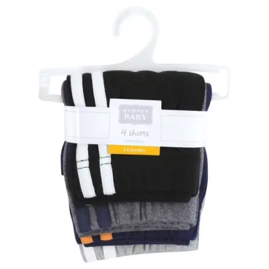 Hudson Baby Boy Shorts Bottoms 4-Pack, Heather Gray Black image {1}