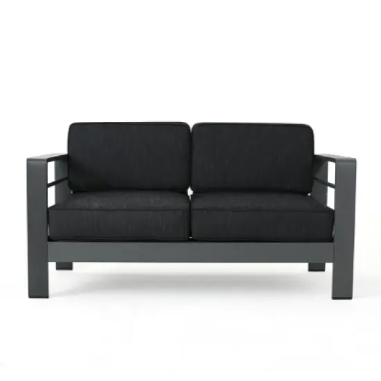 Coolbibila-Aluminum-Framed Patio Loveseat, Sofa For Outdoor With Water-Resistant Fabric Cushions, Upholstered Sofa image {4}
