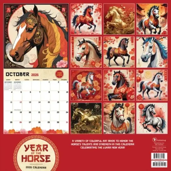 TF Publishing 13.5"x14.5" 2026 Year of the Horse Wall Calendar image {4}