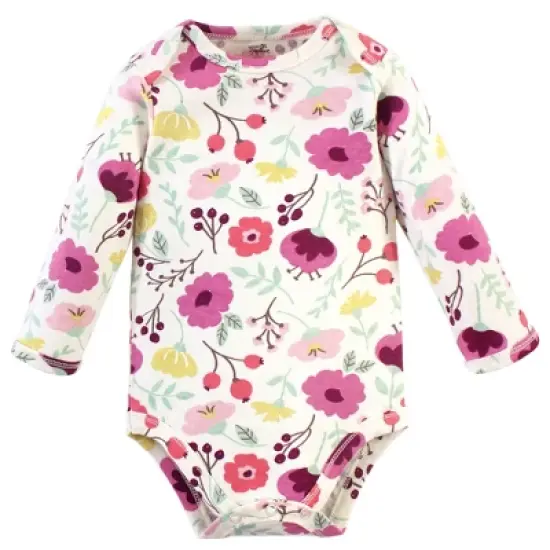 Touched by Nature Baby Girl Organic Cotton Long-Sleeve Bodysuits 5pk, Botanical image {2}