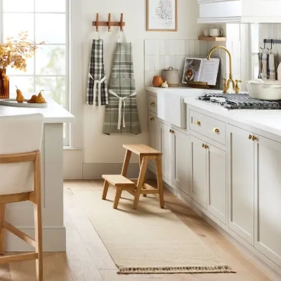 Patterned Border Stripe Area Rug Khaki - Hearth & Hand&trade; with Magnolia image {1}