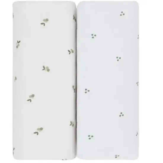 Ely's & Co. Waterproof Bassinet Sheet Set -Berry and Cluster Dot Sage 2 Pack image {5}