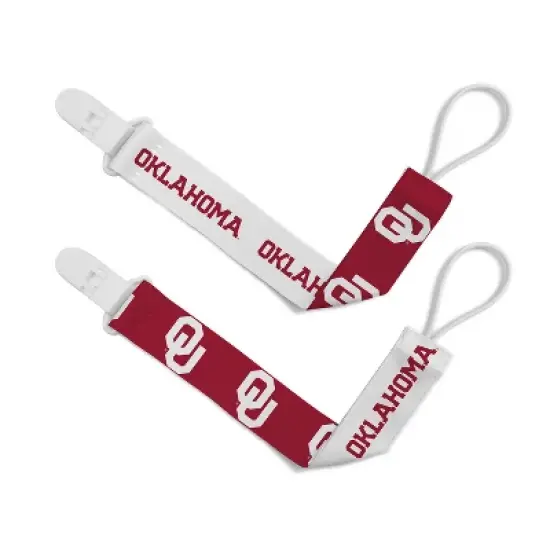 BabyFanatic Officially Licensed Unisex Pacifier Clip 2-Pack - NCAA Oklahoma Sooners - Officially Licensed Baby Apparel image {1}