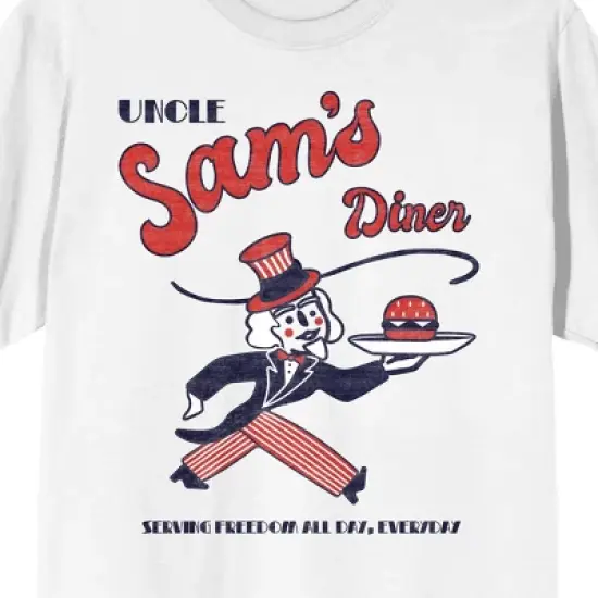 Americana Uncle Sam's Diner Men's White T-Shirt image {1}