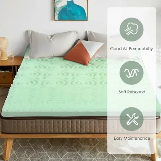 Costway 3 Inch Mattress Topper Cooling Air Foam 5-Zone Pad image {5}