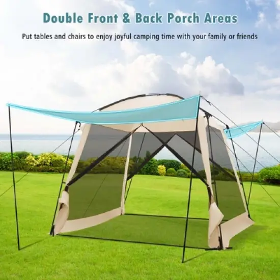 Costway Screen Dome Camping Tent for 6-8 People with 4-Side Mesh Walls Carrying Bag image {7}