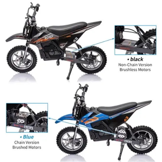 36V Ride On Dirt Bike for Kids,Fast Speed Electric Powered Off-Road Motorcycle,15.5MPH,Led Light,Leather Seat,Disc Brake,Air-Filled Tires,Black image {4}