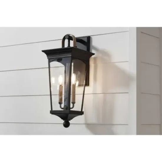 Progress Lighting Chatsworth 2-Light Outdoor Wall Lantern in Black with Clear Glass Panels image {3}