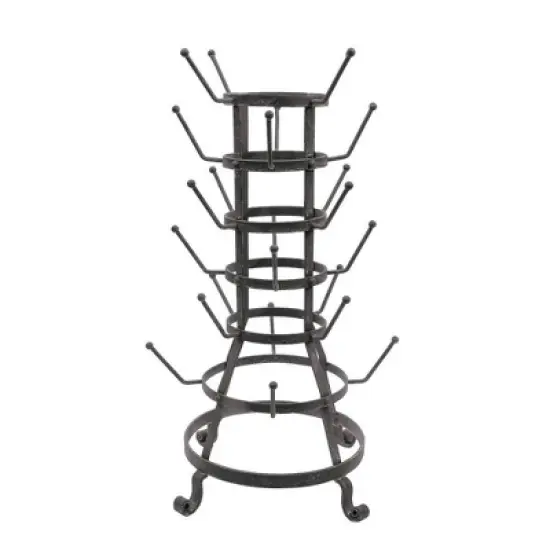 Metal Bottle Holder with 24 Hooks - Storied Home: Espresso & Tea Cup Storage Rack, Kitchen Organizer image {1}