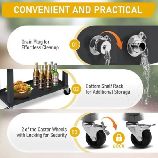 Karl Home 80 QT Dary Gray Patio Cooler Cart image {2}