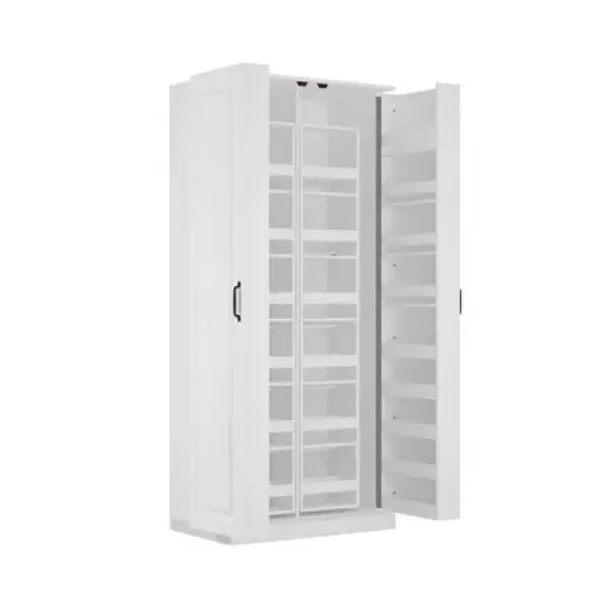 FUFU&GAGA Rotating Pantry Cabinet,Large capacity  Kitchen Storage Hutch,Double Doors with Compartments,Kitchen Organization,White image {11}