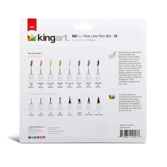 KINGART PRO Inkline&trade; Fine Line Pens, 16 pc image {7}