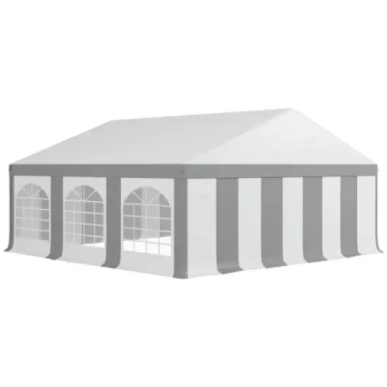 Resenkos Canopy, Outdoor Canopy Tent,20' x 20'Wedding Tent, Outdoor Carport Garage Party Tent with Sidewall, Gray White and Gray image {5}