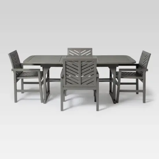 5pc Slatted Extendable Acacia Wood Patio Dining Set - Saracina Home image {1}