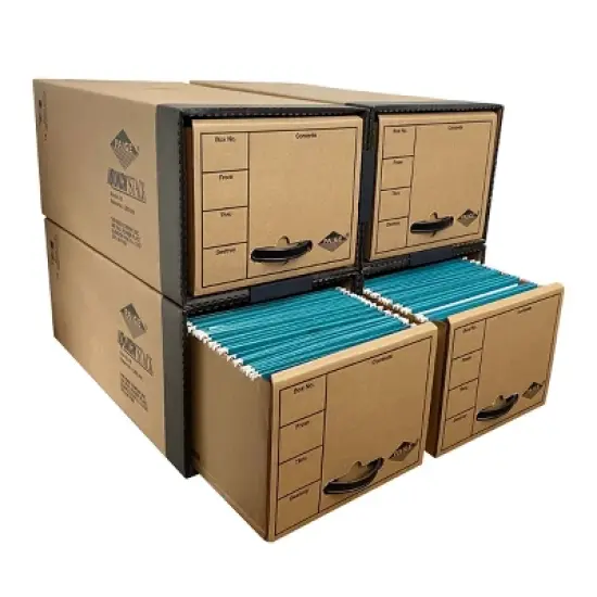 UOFFICE Pack of 4 Quick Stack Drawer File Boxes, 24" x 12.5" x 10.5" image {3}