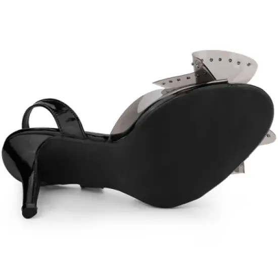 Allegra K Women's Slingback Rhinestone Open Toe Stiletto Heels Sandals image {4}