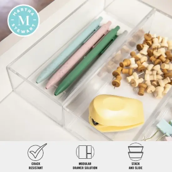 Martha Stewart Brody 3 Pack Stack and Slide Plastic Tray Office Desktop Organizer, 3" x 7.5" image {2}
