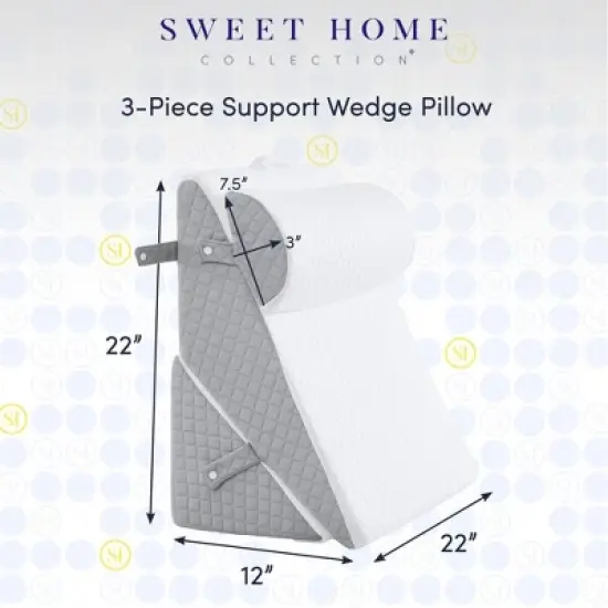 3-Piece Support Wedge Pillow Set with High Density Foam by Sweet Home Collection&reg; image {1}