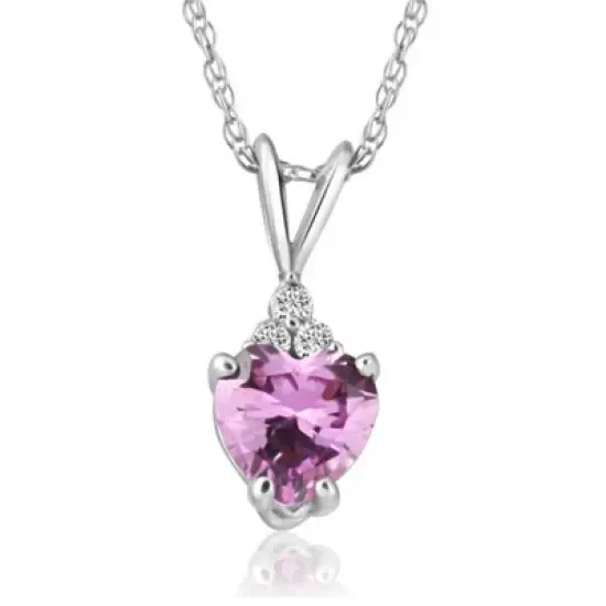 Pompeii3 1/2ct Diamond & Pink Sapphire Heart Pendant in 14K Yellow, White, or Rose Gold image {5}