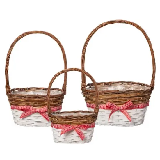 Wickerwise Set of 3 Rattan Woven Baskets with Handle and Plastic Lining, Sturdy and Stylish Picnic and Gift Baskets image {7}