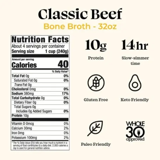 Kettle & Fire Gluten Free Beef Bone Broth - 32oz image {2}