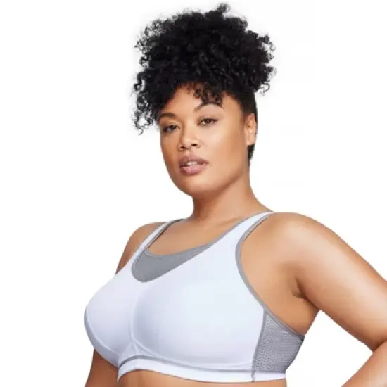 Glamorise Womens No-Bounce Camisole Elite Sports Wirefree Bra 1067 White/Gray image {2}