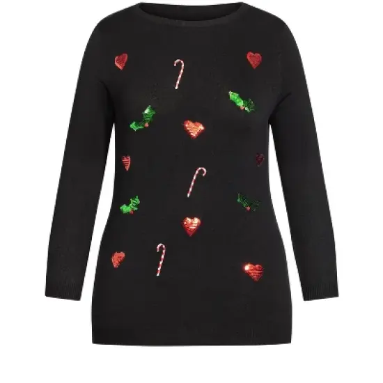 Women's Plus Size Holly & Candy Sweater - Black | EVANS image {4}