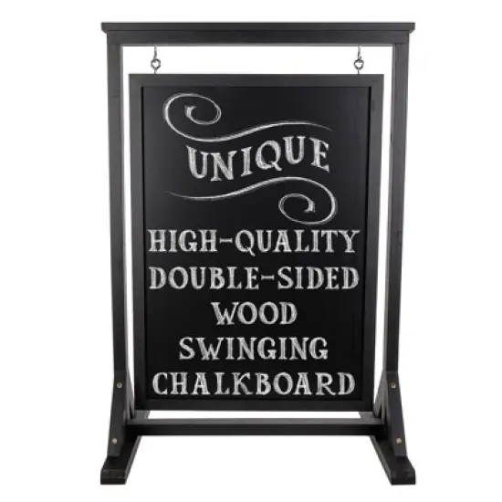 Excello Global Products Rustic Handcrafted Chalkboard Sign: Sidewalk Sign Message Board with Double Sided Display image {7}