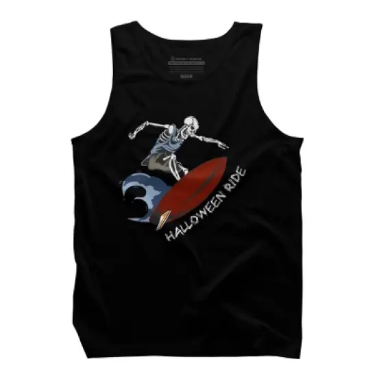Men's Design By Humans Halloween Surfing Zombie Skeleton Funny Costume t shirt By graceandfinn Tank Top image {4}